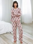 Chelsea Peers Zebra Organic Cotton Blend Long Pyjama Set, Pink