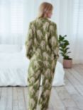 Chelsea Peers Zebras Jacquard Satin Shirt Long Pyjama Set, Green