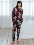 Chelsea Peers Pegasus Zebra Shirt Long Pyjama Set, Burgundy/Multi