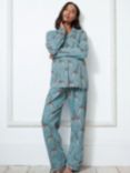 Chelsea Peers Giraffe Organic Cotton Blend Maternity Pyjama Set, Blue