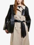 SISLEY Oversized Contrast Panel Trench Coat, Beige/Black