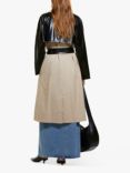 SISLEY Oversized Contrast Panel Trench Coat, Beige/Black