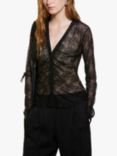 SISLEY Slim Fit Lace Blouse, Black