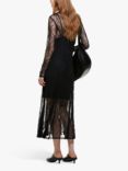 SISLEY Lace Slip Midi Dress, Black