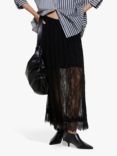 SISLEY Elegant Lace Maxi Skirt, Black