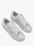 Carvela Diamond Leather Snake Effect Trainers, Silver