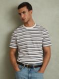 Reiss Bonne Stripe T-Shirt, White/Airforce