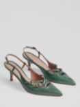 L.K.Bennett Caprice Leather Open Court Shoes, Jade