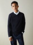 Reiss Kids' Earl Wool Jumper, Navy