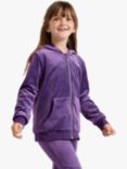 Lindex Kids' Velour Hoodie, Dark Lilac