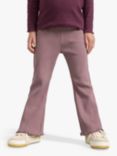 Lindex Kids' Flare Rib Leggings, Dusty Lilac