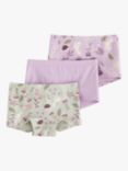 Lindex Kids' Woodland Animal Shortie Briefs, Pack of 3, Light Lilac