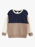 Lindex Kids' Organic Cotton Colour Block Crew Sweatshirt, Navy/Multi