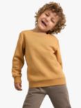 Lindex Kids' Cotton Blend Crew Neck Jumper, Light Brown