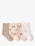 Lindex Baby Organic Cotton Romantic Ankle Socks, Pack of 4, Light Beige