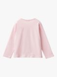 Benetton Long Sleeve Textured Tulle Heart Cotton T-Shirt