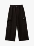 Benetton Kids' Wide Leg Cargo Trousers, Black