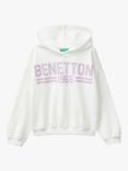 Benetton Kids' Logo Hoodie, Off White