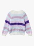 Benetton Kids' Fluffy Stripe Jumper, Starlight Blue/Multi