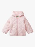 Benetton Kids' Hooded Eco Down Quilted Jacket, Pink