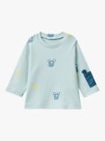 Benetton Baby Mouse Motif Long Sleeve T-Shirt, Sky Blue