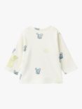 Benetton Baby Cotton Long Sleeve Top, White Cream