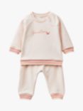 Benetton Baby Logo Stripe Detail Tracksuit, Pastel Pink