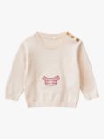 Benetton Baby Bunny Motif Jersey Jumper, Light Powder