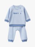 Benetton Baby Logo Stripe Detail Tracksuit, Sky Blue