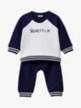 Benetton Baby Logo Stripe Detail Tracksuit, Blue