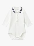 Benetton Baby Collar Button Placket Bodysuit, Offwhite