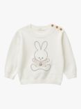 Benetton Baby Bunny Motif Crew Neck Jumper, Off White