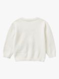 Benetton Baby Bunny Motif Crew Neck Jumper, Off White