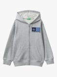 Benetton Kids' Zipped Hoodie, Grey Melange