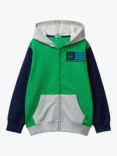 Benetton Kids' Colour Block Zipped Hoodie, Multi