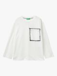 Benetton Kids' Cotton Long Sleeve T-Shirt, Offwhite