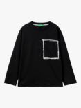 Benetton Kids' Long Sleeve T-Shirt, Black