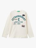 Benetton Kids' Long Sleeve T-Shirt, White Cream