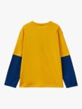 Benetton Kids' Contrast Long Sleeve T-Shirt, Ochre