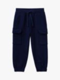 Benetton Kids' Drawstring Fleece Cargo Joggers, Night Blue