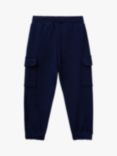 Benetton Kids' Drawstring Fleece Cargo Joggers, Night Blue