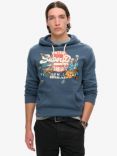 Superdry Tokyo Vintage Logo Graphic Hoodie, Ink Blue