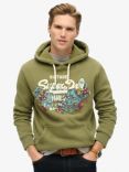 Superdry Tokyo Vintage Logo Graphic Hoodie, Soft Moss Green