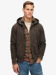 Superdry Essential Logo Washed Zip Hoodie, Ganache Brown