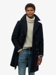 Superdry Merchant Wool Long Coat, Eclipse Navy