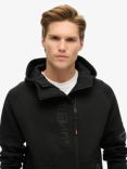 Superdry Tech Logo Loose Zip Hoodie, Black/Orange