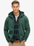 Superdry Essential Logo Washed Zip Hoodie, Forest Green