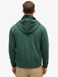 Superdry Essential Logo Washed Zip Hoodie, Forest Green