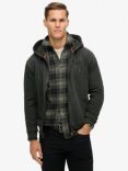 Superdry Essential Logo Washed Zip Hoodie, Washed Black