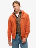 Superdry Essential Logo Washed Zip Hoodie, Autumn Glaze Brown